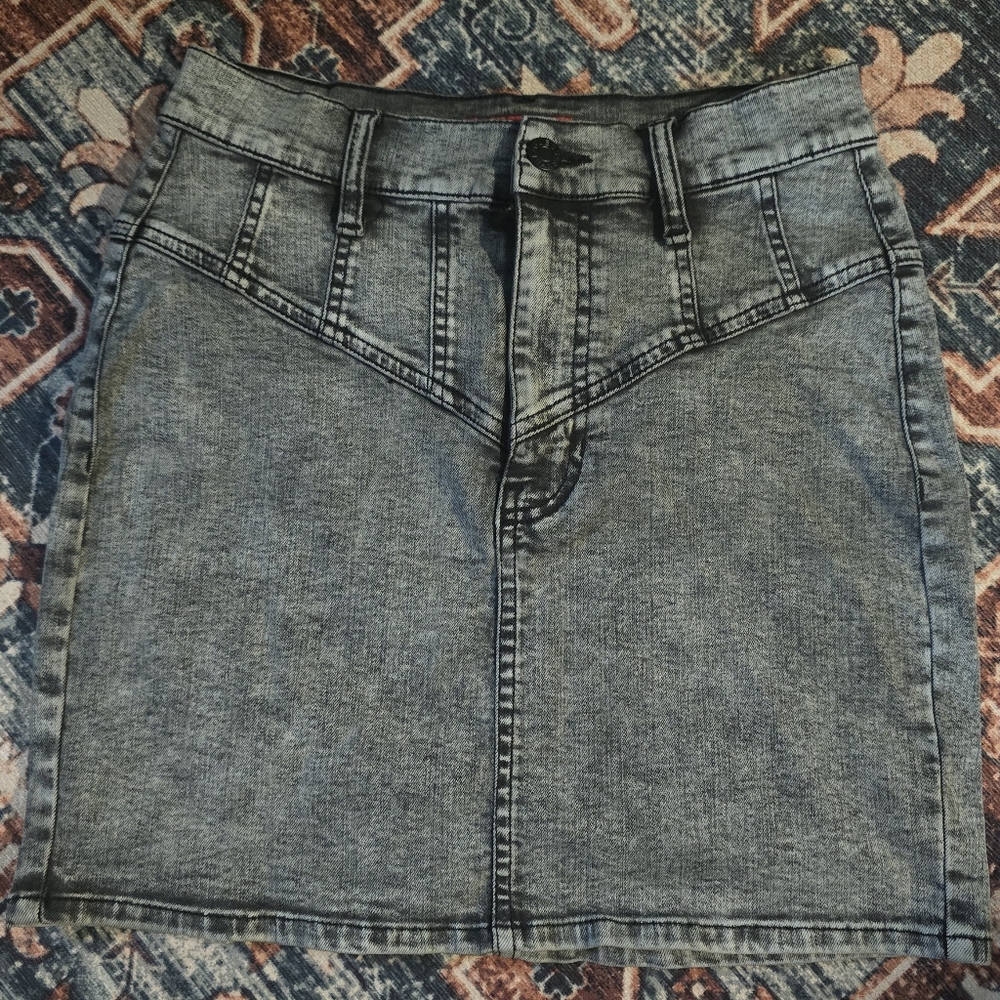 Acid Wash Denim Skirt